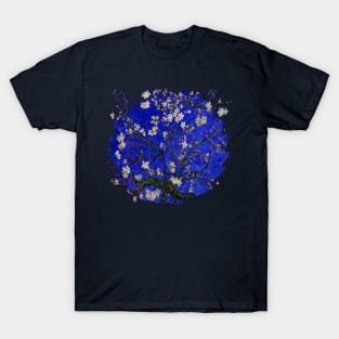 Van gogh abstract Daisy with Blue Background T-Shirt